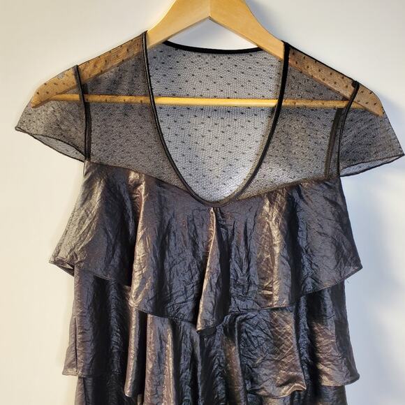 BCBGMAXAZRIA Black Cocktail ruffled Short Night Out Dress EUC - Picture 4 of 11